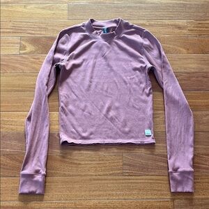 Vuori Dusty Rose Mudra Long Sleeve Mock Neck Ribbed Top S